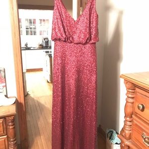 Floor length sequins bridesmaid dress